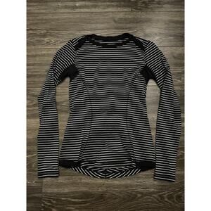 Lululemon Base Runner Long Sleeve Parallel Stripe Black White / Black